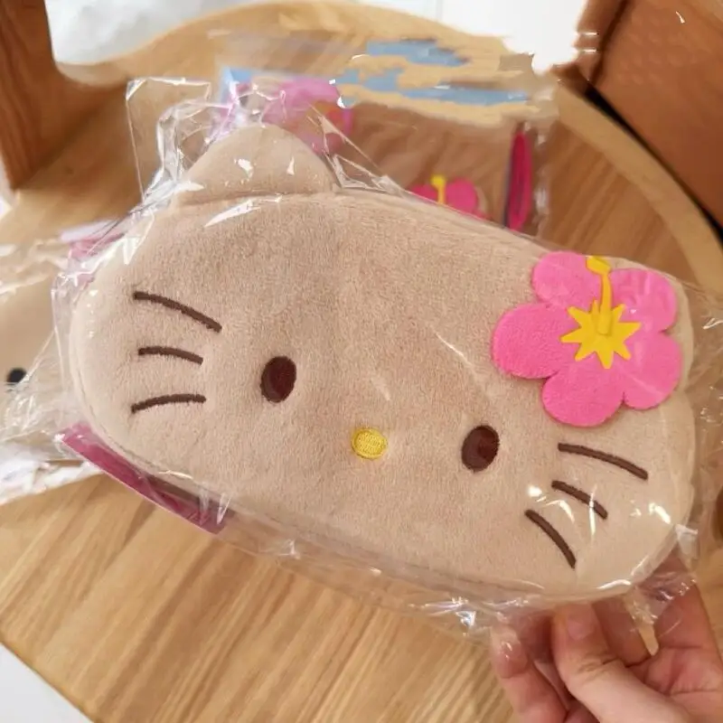 Sanrio Little Flower Hello Kitty Plush Stationery Pouch Pencil Cosmetics Storage Wear-Resistant Smooth Zipper Girl Birthday Gift
