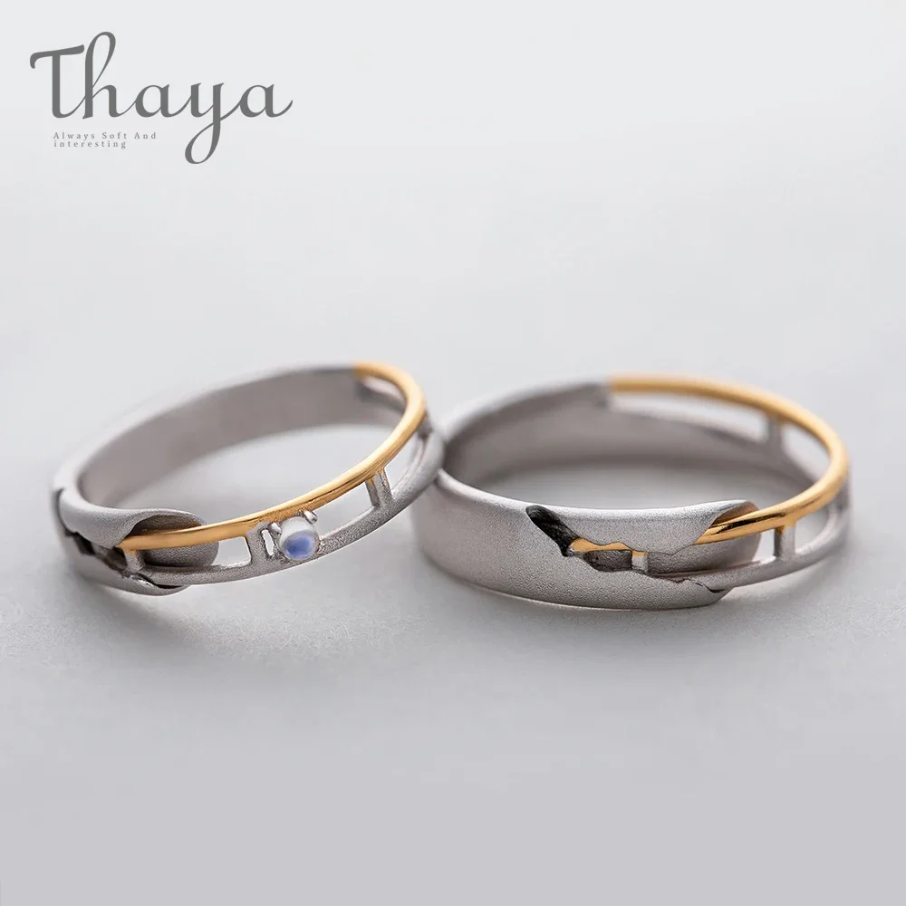 

Thaya Original Design Moonstone Lover's Rings S925 Silver Eleglant Couple Rings for Women Men Fashion Jewelry for Birthday Gifts