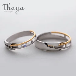 Thaya Original Design Moonstone Lover's Rings S925 Silver Eleglant Couple Rings for Women Men Fashion Jewelry for Birthday Gifts
