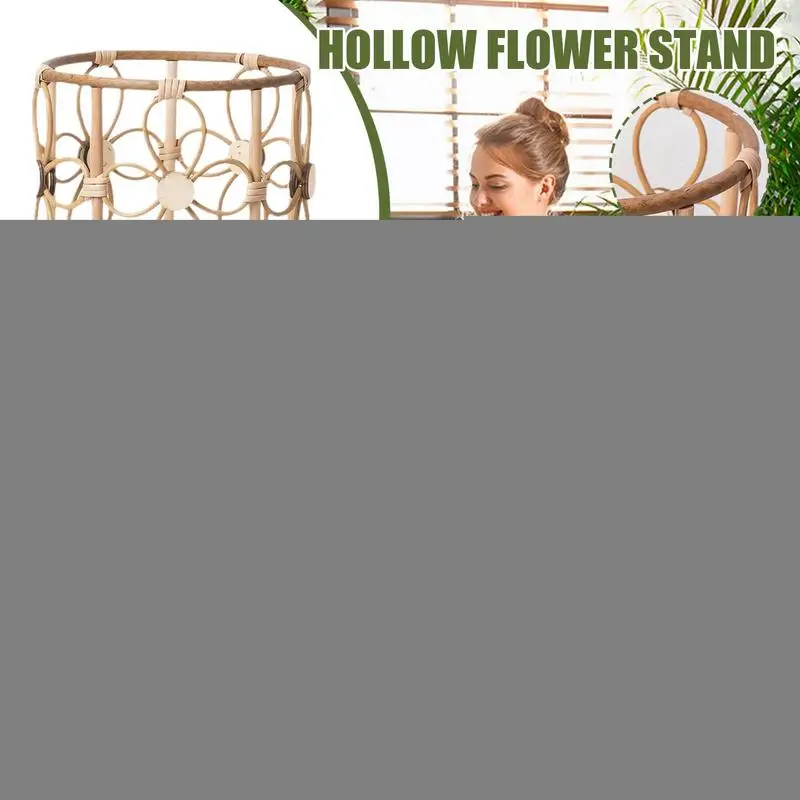 

Wood Plant Stand Hollow Wicker Plants Baskets Indoor Hollow Stool Shelf With Legs Pot Holder Rustic Display Rack For Balcony