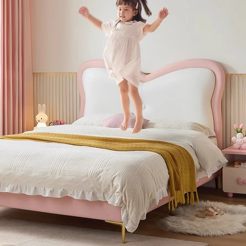 Unique Modern Wood Bed Simple White Pretty Children Frame Double Bed Beauty Princess Camas Moderrnas Inteligentes Furniture