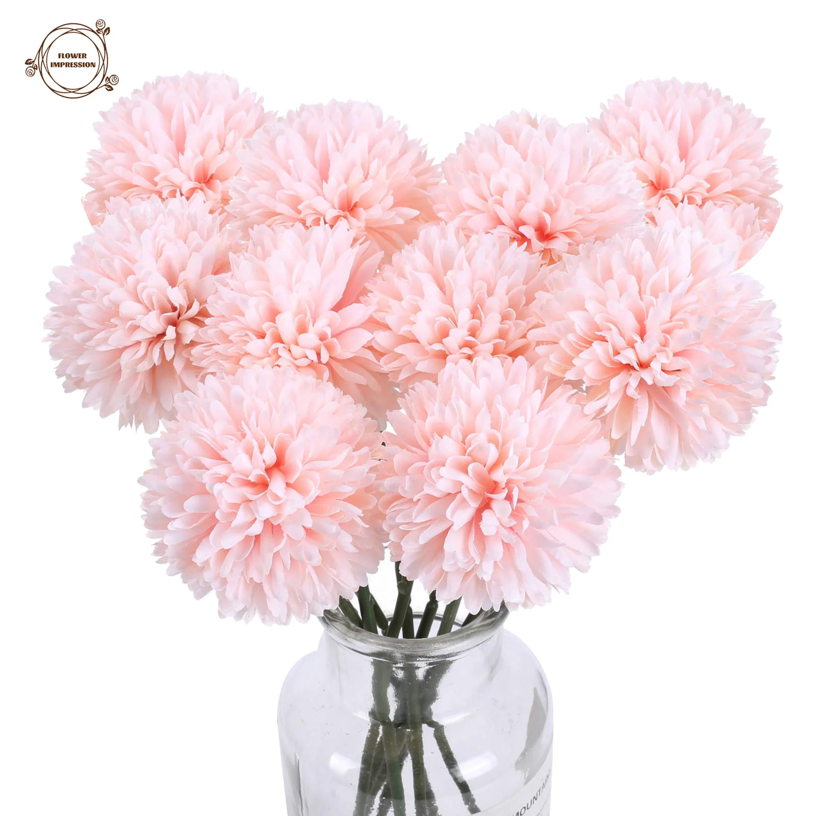 

10pcs Faux Chrysanthemum Ball Hydrangea Flower Bridal Wedding Bouquet DIY Floral Decor Artificial Silk Flowers Party Arrangement