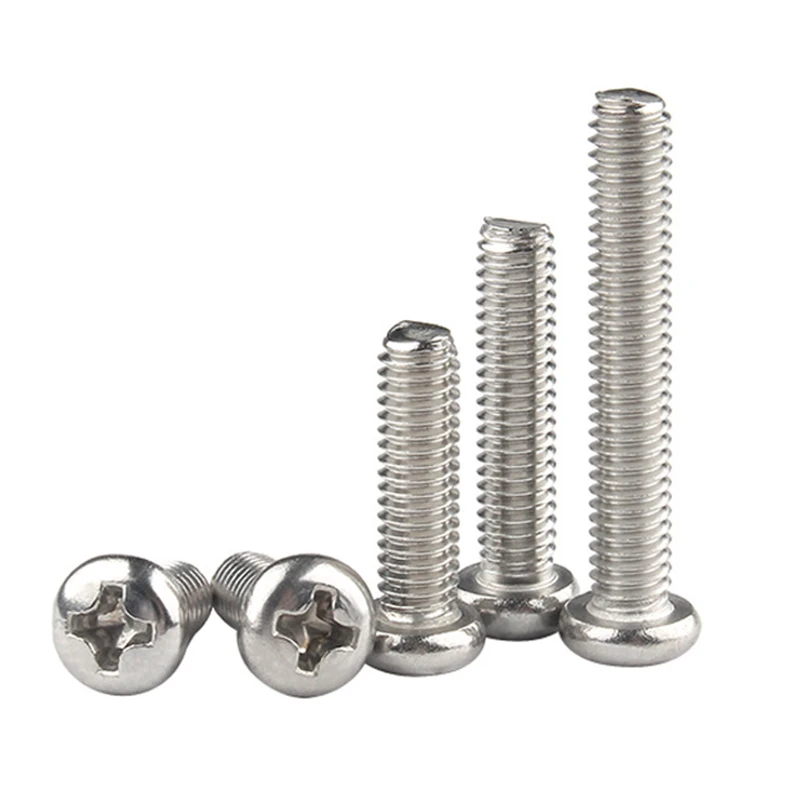 100pcs/lot Cross Recessed PM Pan Round Head Screws M1.2 M1.4 M1.6 M2 M2.5 A2-70 Stainless Steel Phillips Machine Screw