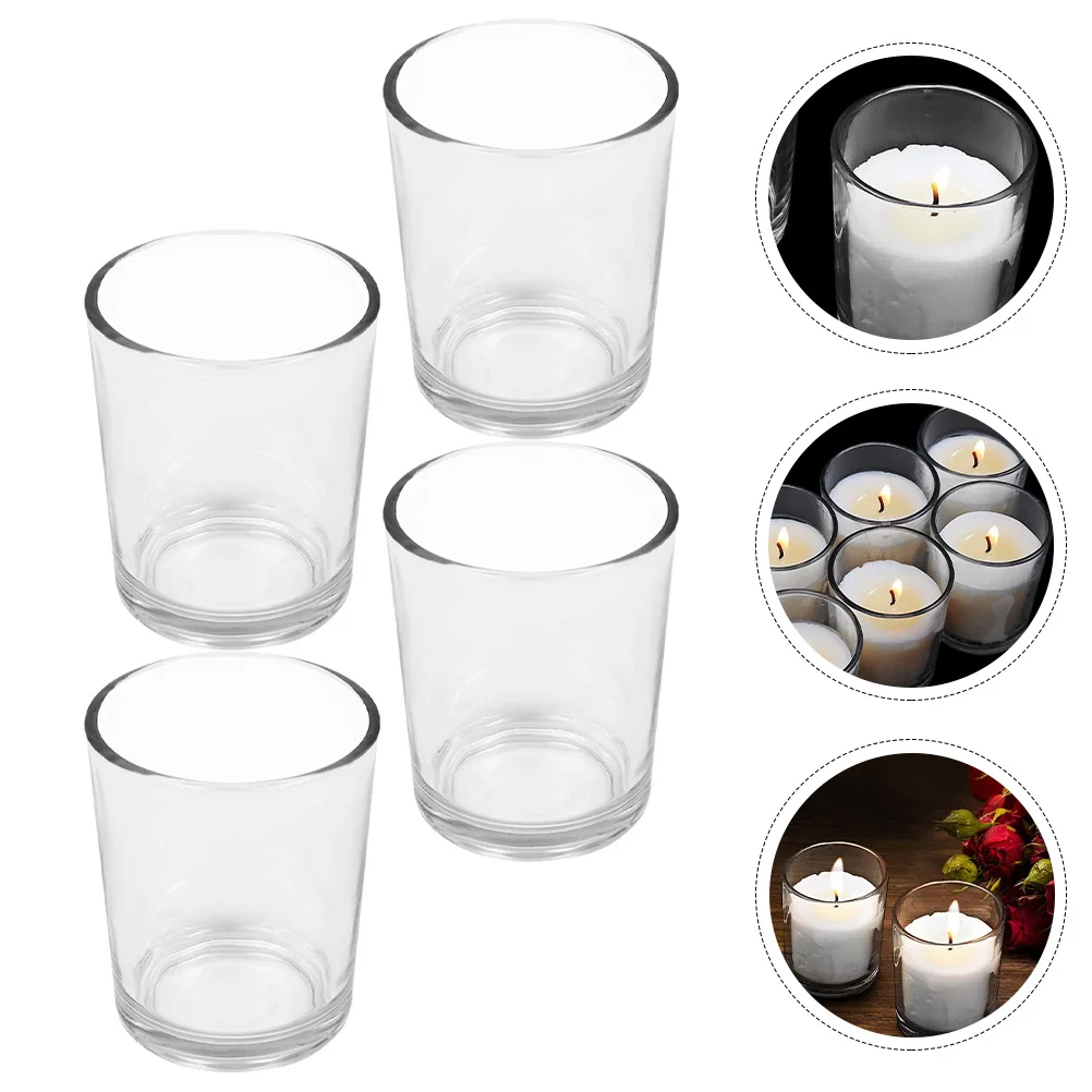 

4Pcs Frosted Glass Holder Simple Transparent Cup Home Decor Dining Table Accessory Romantic Decorative Candlestick