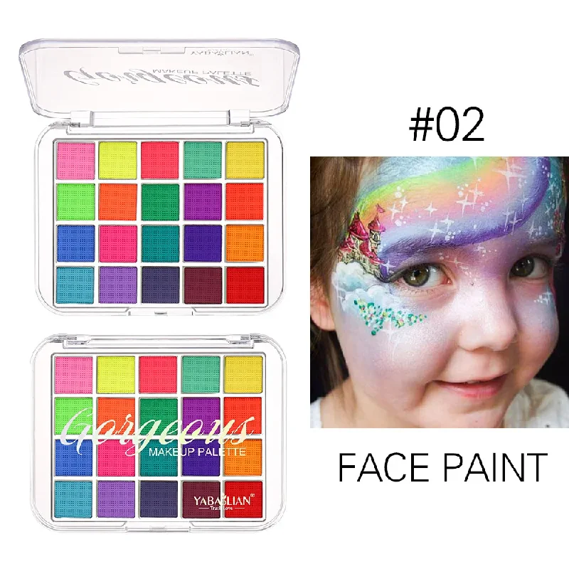 Pintura facial y corporal, aceite de pintura al agua segura no tóxica con pincel, herramientas para fiesta de maquillaje de Navidad y Halloween, 20/12 colores