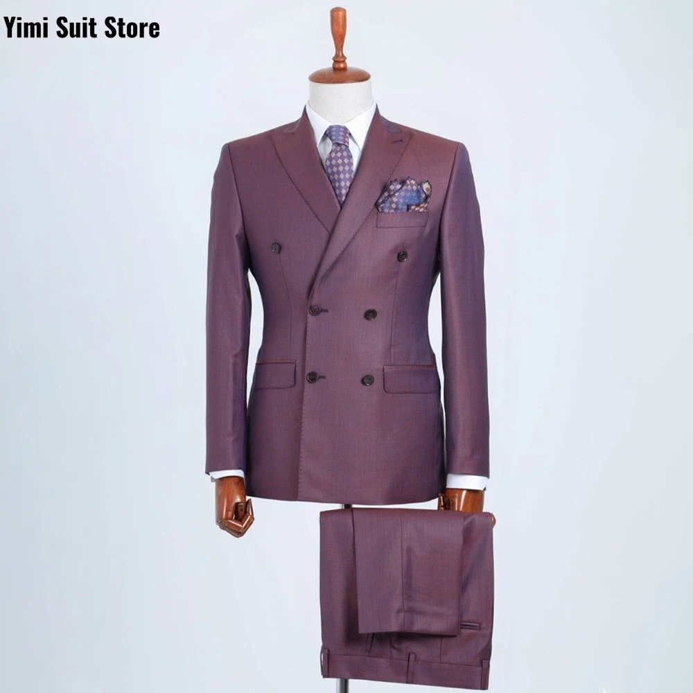 YiMinpwp スカイブルー メンズスーツ プロム用 メンズ ツーピース ダブルブレスト ブレザー ベスト パンツ 高級 フォーマル パーティー 新郎 タキシード XS-5XL