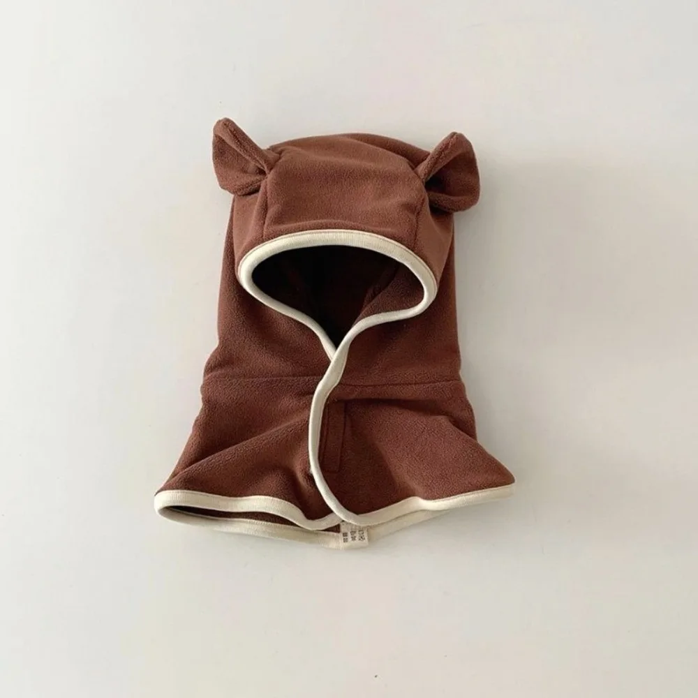New Cute Animal Ears Baby Hat Scarf Set Warm Windproof Balaclavas Polar Fleece Integrated Pullover Hat Outdoor Sports