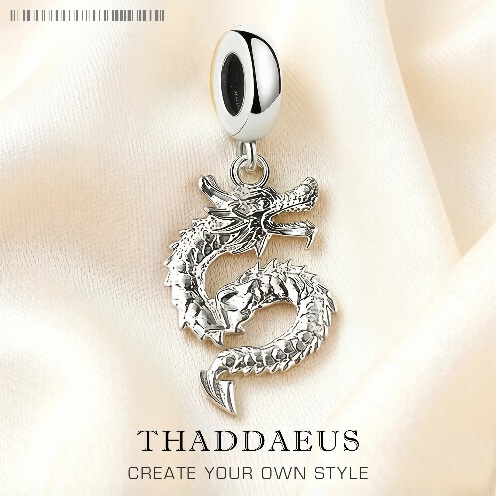 

Dragon Dangle Charm Pendant Europe Style Vintage Jewelry Summer Gift For Women Men In Sterling Silver 925