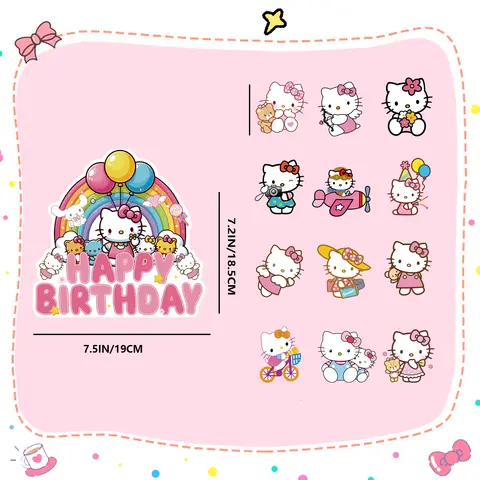 हैलो किट्टी पार्टी सजावट, 25 पीस हैलो किट्टी केक टॉपर सेट-हैलो किट्टी कपकेक टॉपर और हैलो किट्टी जन्मदिन केक टॉपर 6 best sales जन्मदिन का केक टॉपर - №5