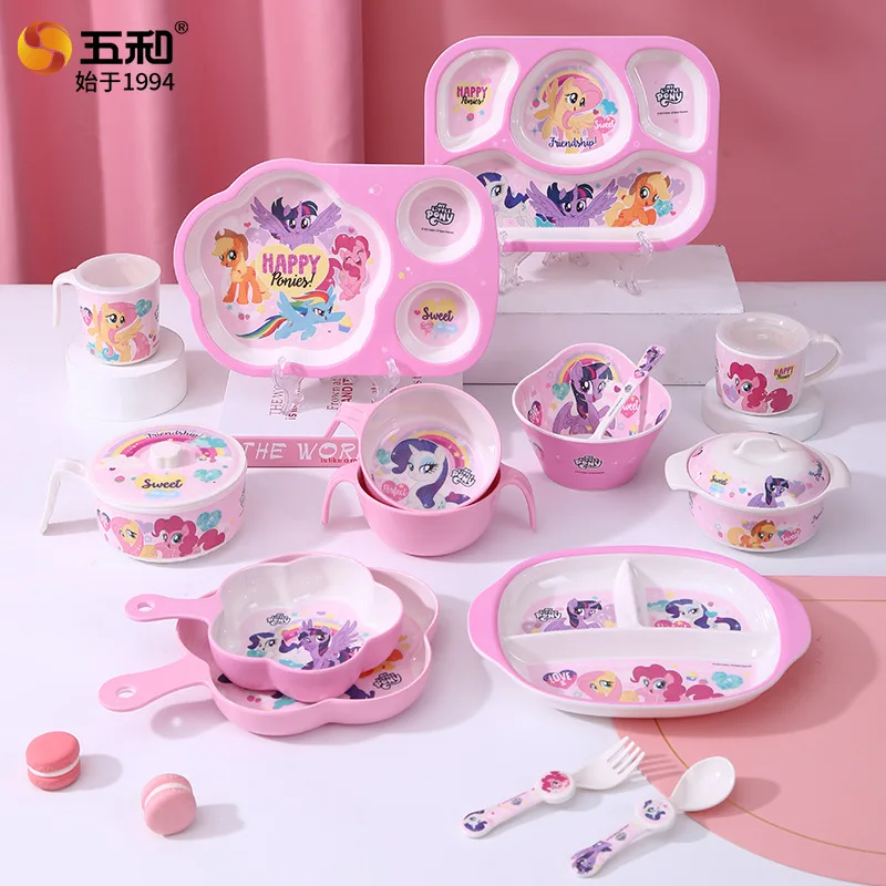 

Miniso Food Grade Children'S Tableware Cartoon Horse Girls Bowl Kindergarten Partition Dinner Plate Home Use Kids Dining Set
