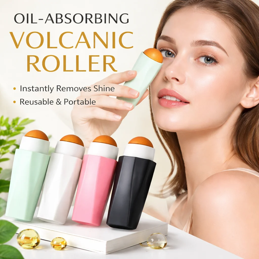 Volcanic Stone Face Roller Oil Absorbing Ball Pore Minimizer Beauty Tool Natural Stone Facial Cleansing Device Design
