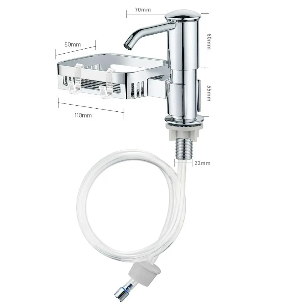 Hand Press Type In Sink Soap Dispenser with Storage Rack Durable Kitchen Soap Dispenser ABS 360°rotation Dish Soap Pump