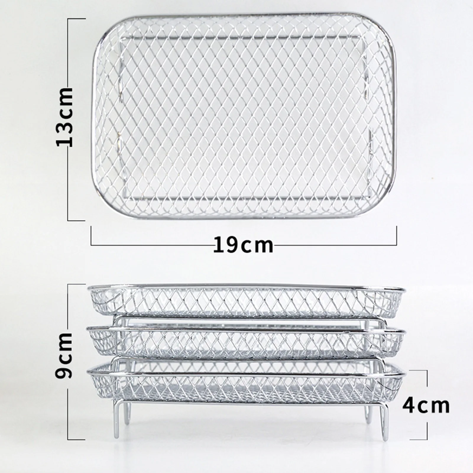 3-Layer Air Fryer Racks Stainless Steel Stackable Steam Rack Anti-rust Easy To Clean with Silicone Foot Pad Kitchen Accessories