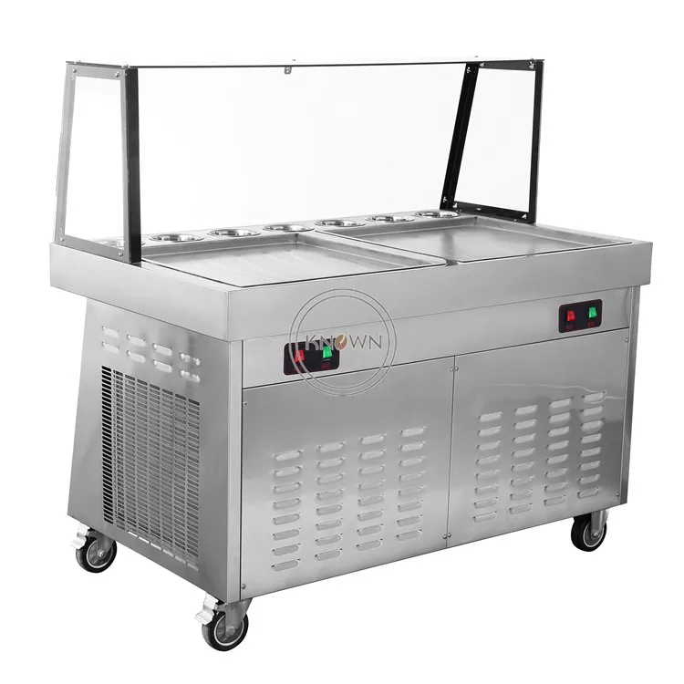 2400w fried ice cream machine stainless steel ice cream machinedouble pans  ice cream roll machine