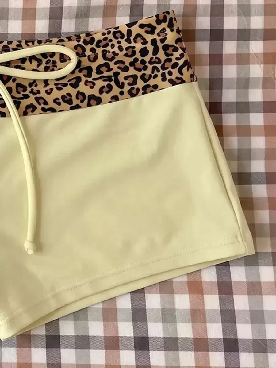 

Women High Waist Leopard Print Bikini Bottom With Drawstring