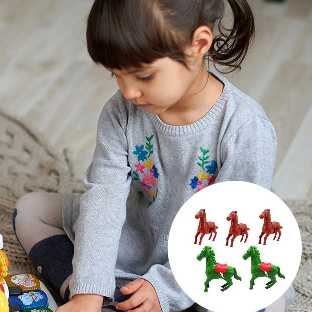 

Набор из 5 заводных лошадок-попрыгунов, маленькие пластиковые игрушки на пружине, развивающие, для малышей, подарок, развивающие интерес, без батареек