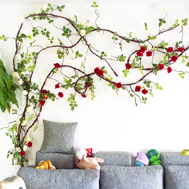 

Roses withered vines rattan branches number of dried fake greenery leaves plants vines high simulation stores wedding decoration