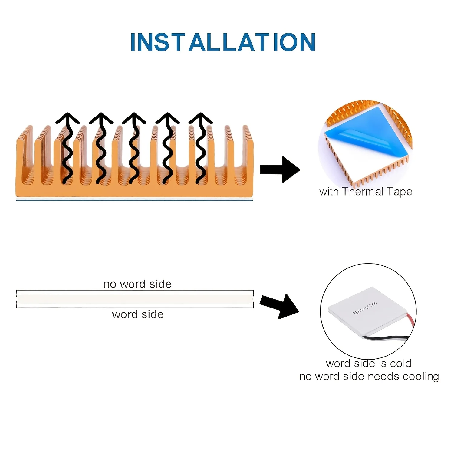 TEC1-12706 أقراص تبريد أشباه الموصلات المبرد 5.8A 12 فولت 60 واط + 40 مللي متر المبرد الجانب الخلفي شريط موصل حراري #5