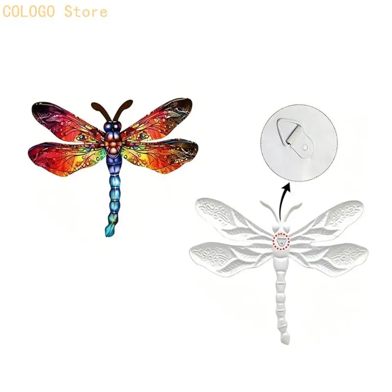 Dragonflies Garden Fence Wall Hanging Set with Winged Insect Iron Finish D0LD