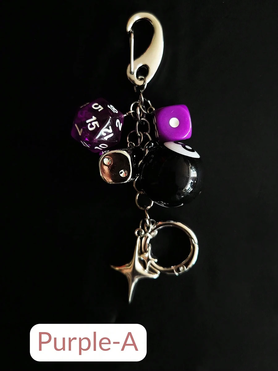 Ster dobbelstenen zwarte acht bal hanger tas hanger handgemaakte diy hanger ornamenten geschikt voor auto sleutelhanger decoraties coole stijl