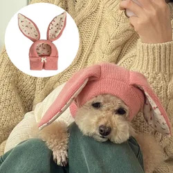 New Dog Hat Fall Winter Windproof Warm Cover Cat Cute Rabbit Ears Knitted Hat Kitten Puppy Headwear Pet Earmuffs Accessories
