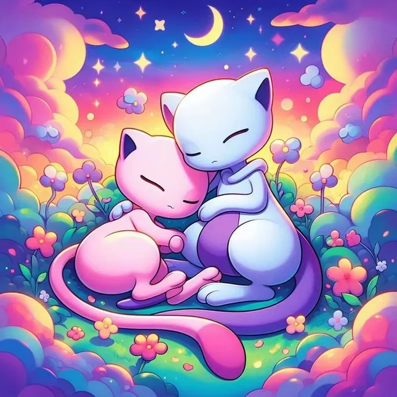 Pokémon Mew & Mewtwo Jigsaw Puzzle 500PCS/1024 PCS Cute Game Character DIY Assembly Puzzle Home Decoration Holiday Gift