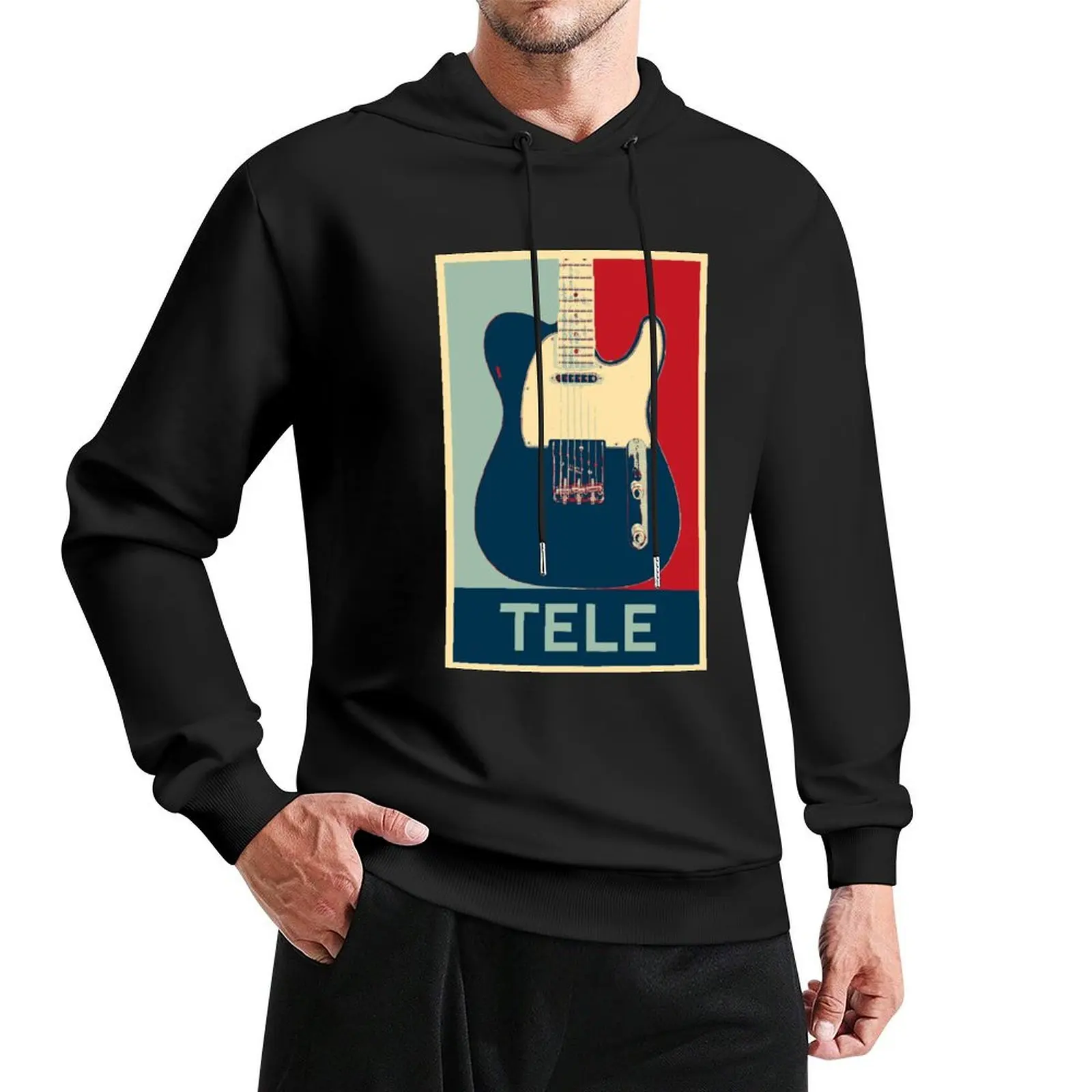 

Telecaster electric guitar in poster style Pullover Hoodie mens clothing korean clothes autumn jacket men oversized hoodie