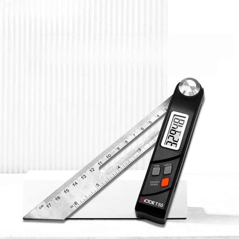 VICTOR Digital Sliding T Bevel Angle Ruler LCD Display High Precision Length Angle Height Measuring Tool For Woodworking VCT50