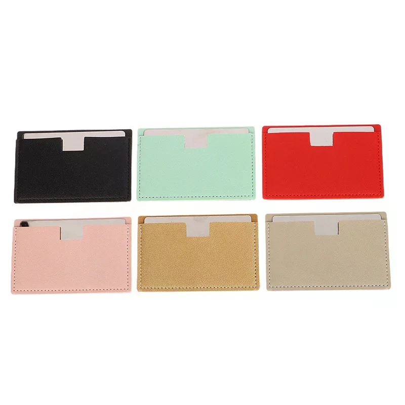 Portable Mini Unbreakable Makeup Mirror Shatterproof Pocket Cosmetic Mirror pu Leather Stainless Steel Card
