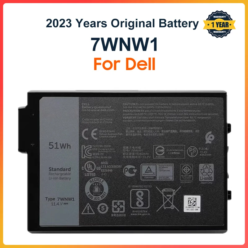 7WNW1 Laptop Battery for Dell Latitude 7424 5424 5420 Rugged Extreme Series Notebook P85G P86G DMF8C 0DMF8C 11.4V 51Wh