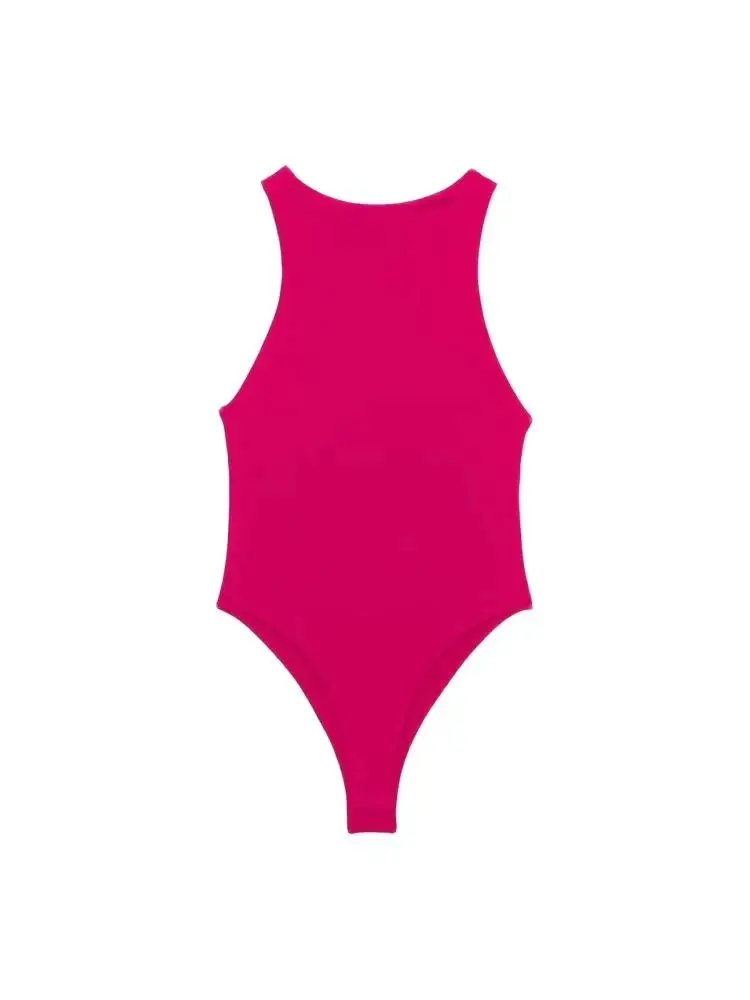 Women Fashion With Halter Neck Skinny Bodysuit Sexy Sleeveless Snap-button Female Playsuits Mujer