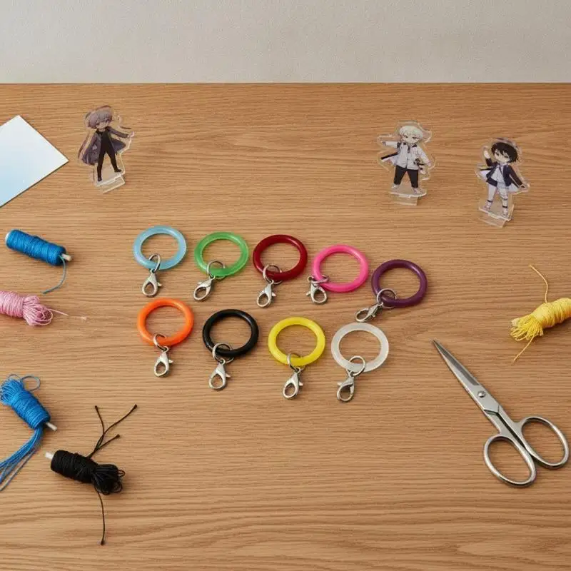 10pcs O-Shaped Silicone Keyring Flexible Rubber O Rings Keychain Connectors DIY Jewelry Bag Charm Making Small Accessory