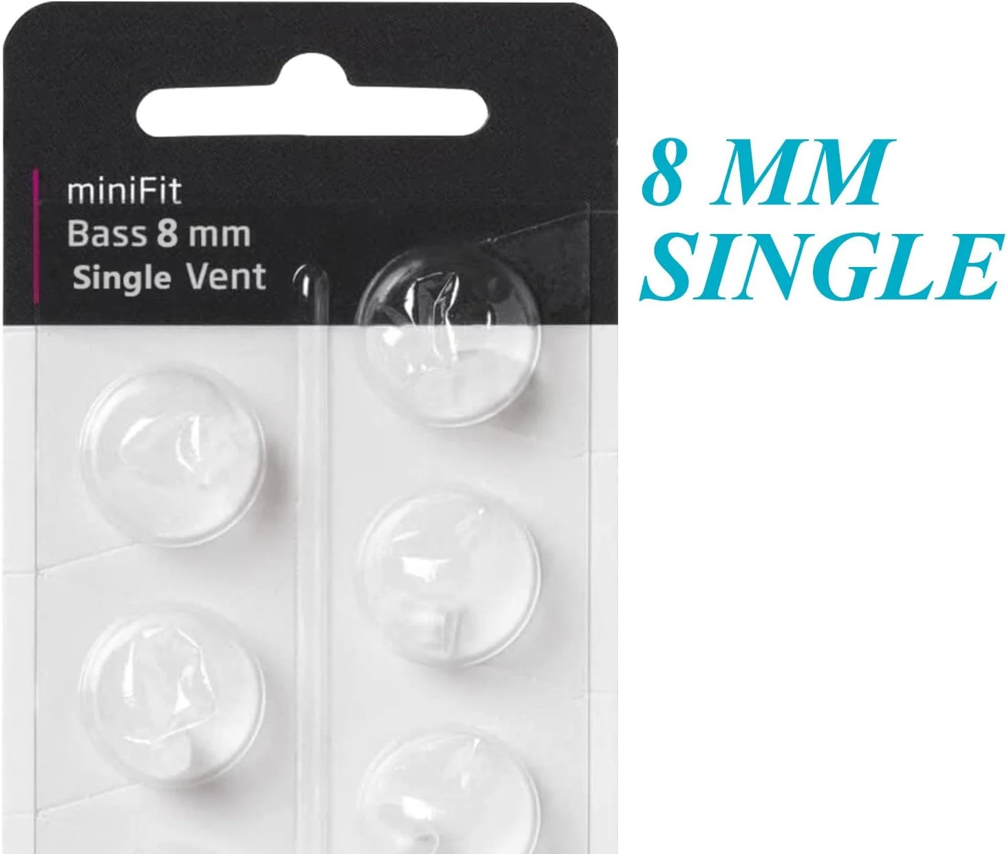 Hearing Aid Domes for Oticon MiniFit Single Vent Bass Domes 2 Packs (8mm Single) Universal Domes for Oticon Hearing Aid Supplies