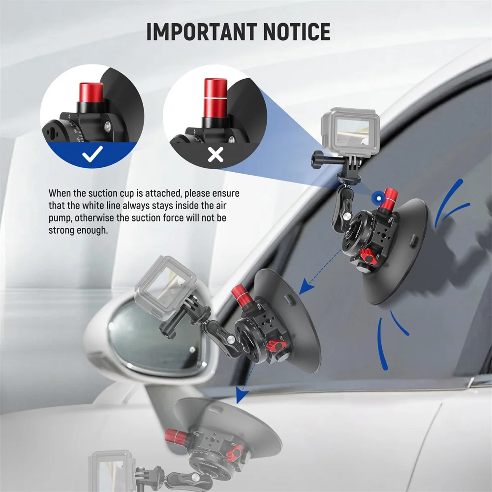 

NEEWER Powerful Camera Suction Cup Mount with 1/4 3/8 Magic Arm Mount on Car Windshield Dash for DSLR Camera Action Phone Holder