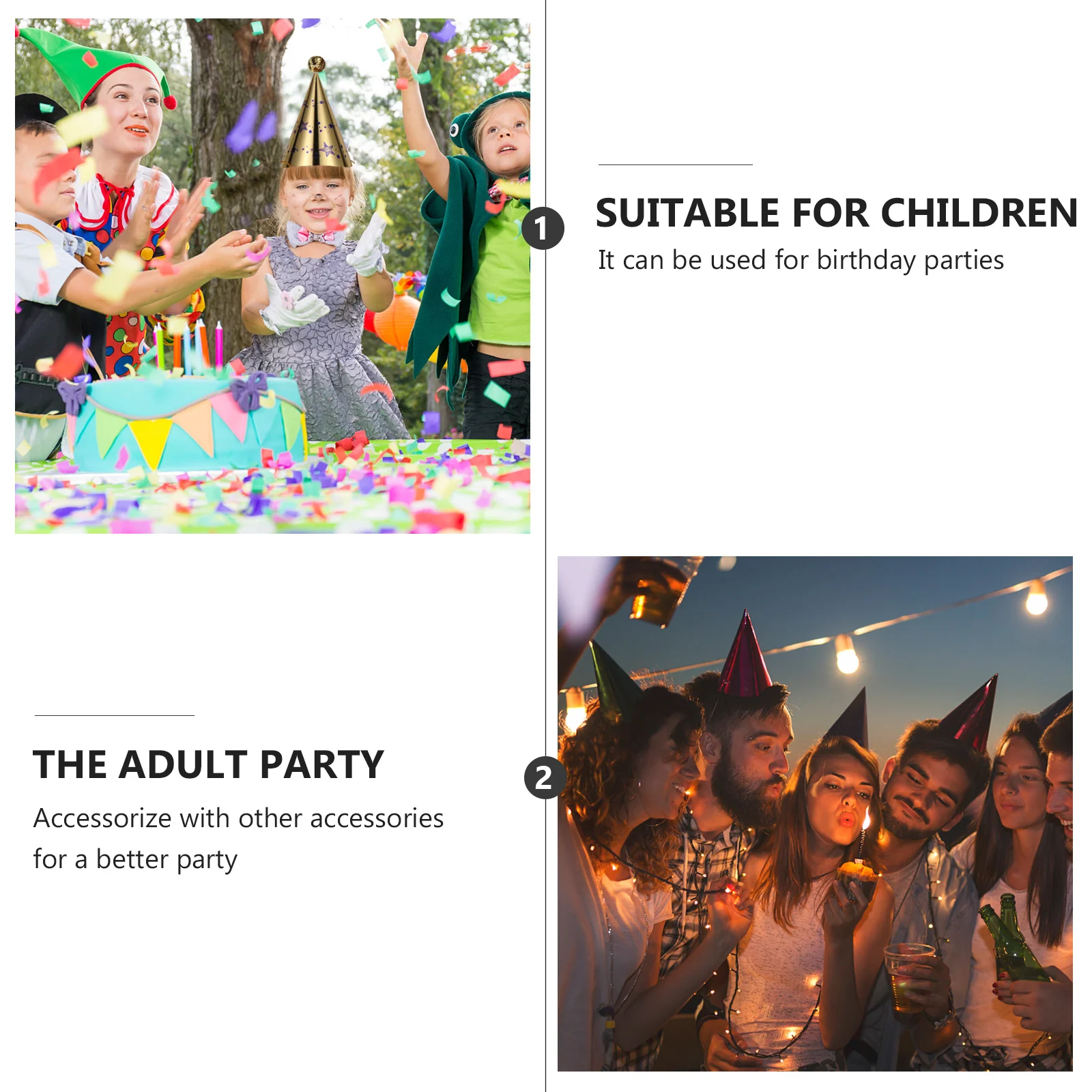 

12Pcs Paper Cone Birthday Hats Adults Party Paper Caps Cartoon Pointed Birthday Hats for Party Novelty Cap