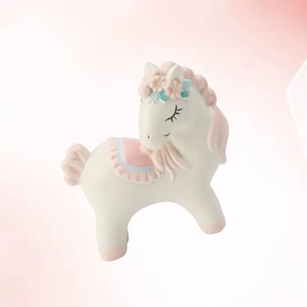 Adorno de unicornio para pastel, decoración rosa y blanca, adornos de resina, decoración para fiestas, cumpleaños, regalo creativo, decoración para el hogar y escritorio.