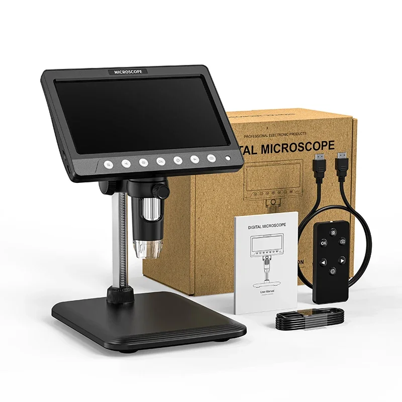 Suporte OEM Foto Vídeo Display LCD de 7 polegadas 1200X 5MP HD Pixels 8LED 2000mAh Bateria Microscópio para TV Rep