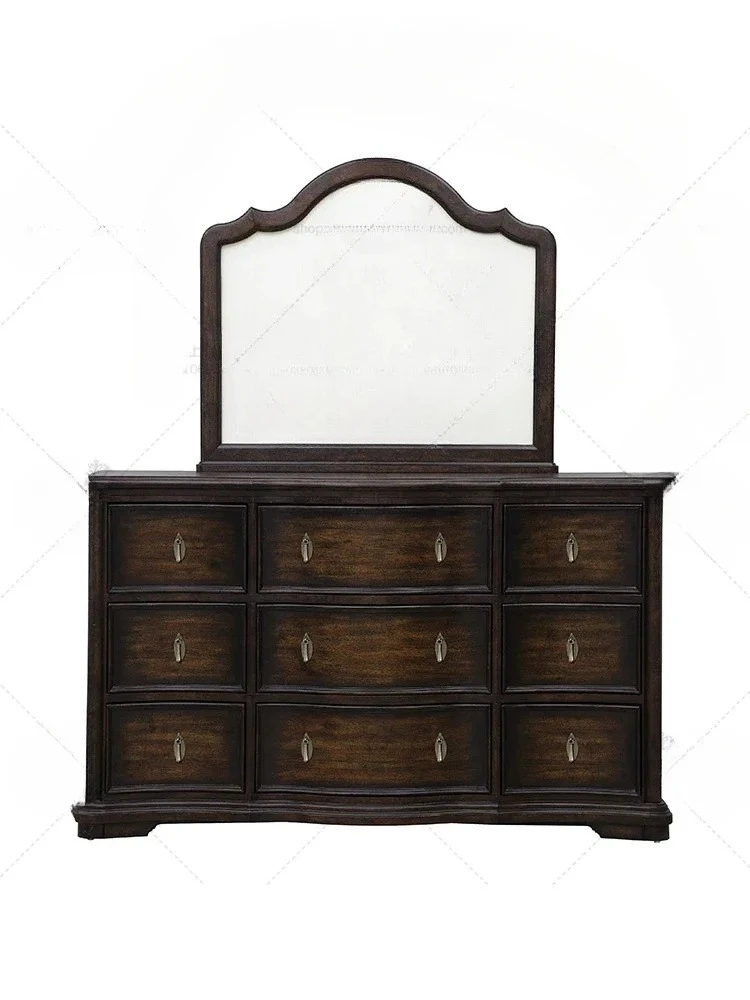 X188 Американский деревенский антикварный комод из цельного дерева для гостиной, виллы, шкаф для сувениров, шкафчик для маленькой квартиры, ретро шкаф