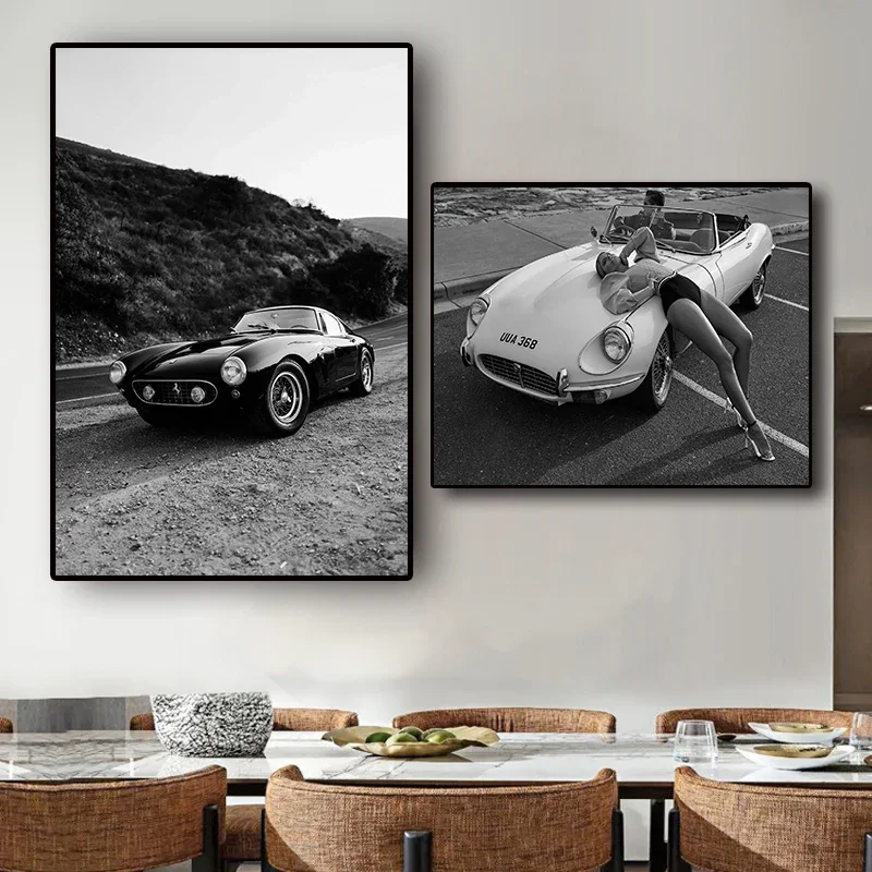 Black and White Luxury Fashion Super Car Poster Wall Art Canvas Print Picture for Living Room Bedroom Home Nordic Decor Posters