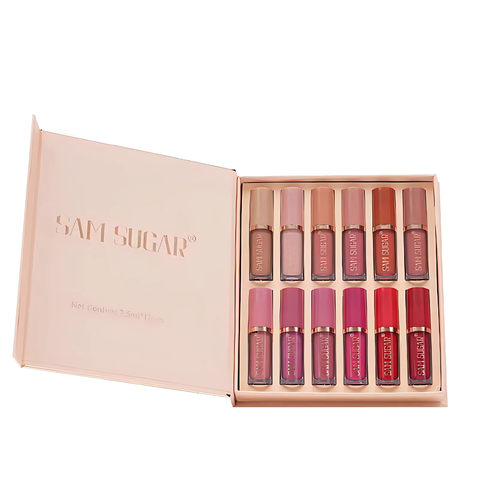 SAM SUGAR 12-color book lip gloss set matte velvet non-stick lip glaze lipstick