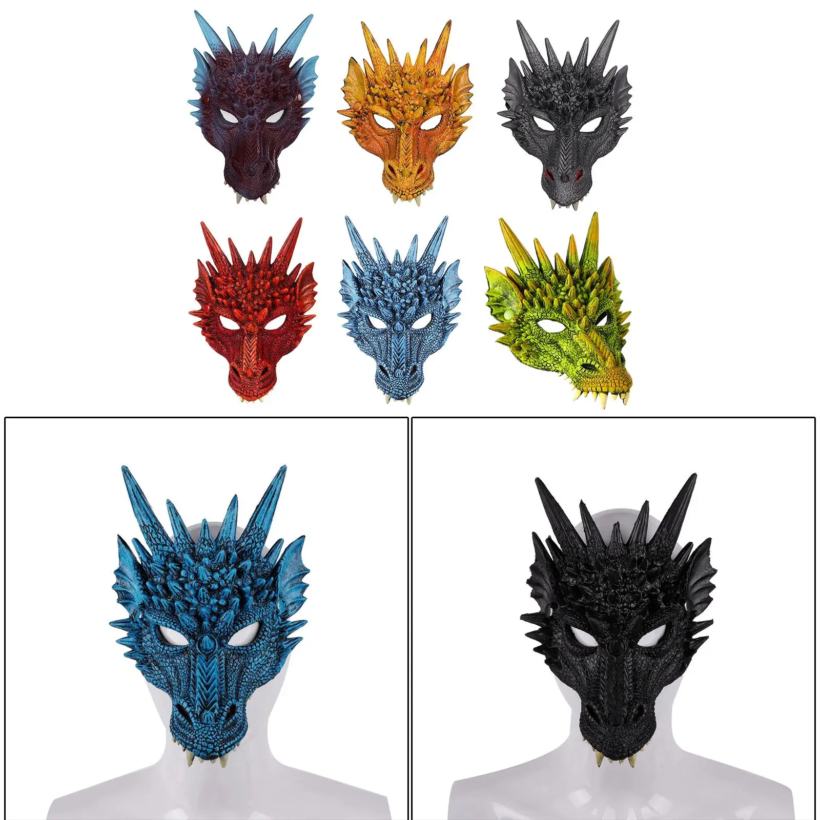 Novedad Evil Latex Dragon Face Mask Full Overhead para adultos hombres mujeres fiesta