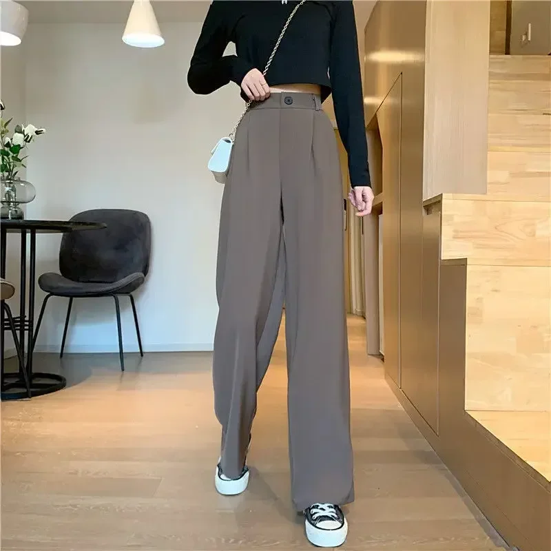 Women's Tailoring Office Work Dress Pants Fluid High Waist Clothing Y2k Streetwear Original Comfortable Stretch Female Trousers