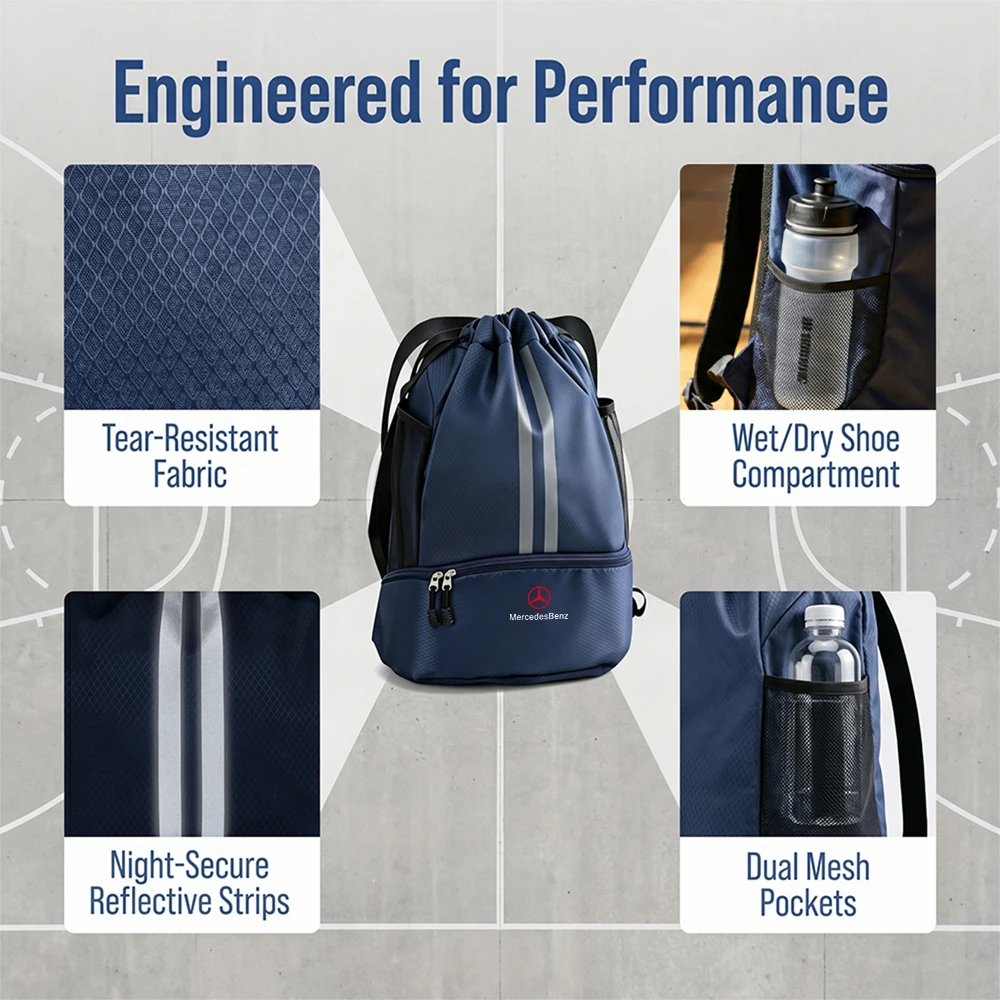 For Mercedes Benz AMG A B C D GLB GLC W108 W168 W177 W190 C180 Car Styling Backpack Dual Shoulder Bag Organizer Tool Sports Bag view 6