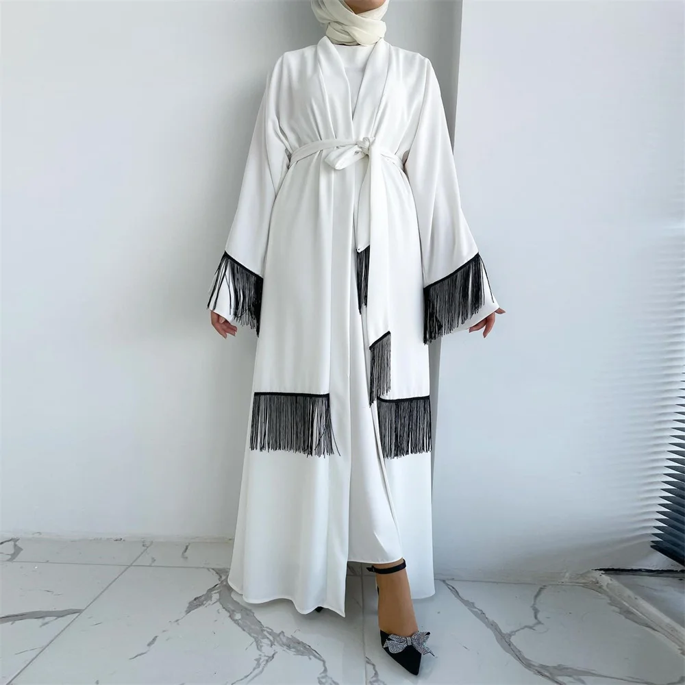 2024 Nieuwe Witte Bescheiden Dubai Luxe Eid Abaya Afrikaanse Feestjurk Voor Moslim Vrouwen Kleding Palestine Islam Robe Femme Musulmane