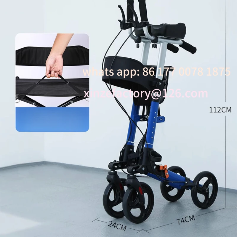 Customizable Foldable Walker with Seat & Adjustable Height - Mobility Aid Push Cart for Elderly, Portable Assistive Walking