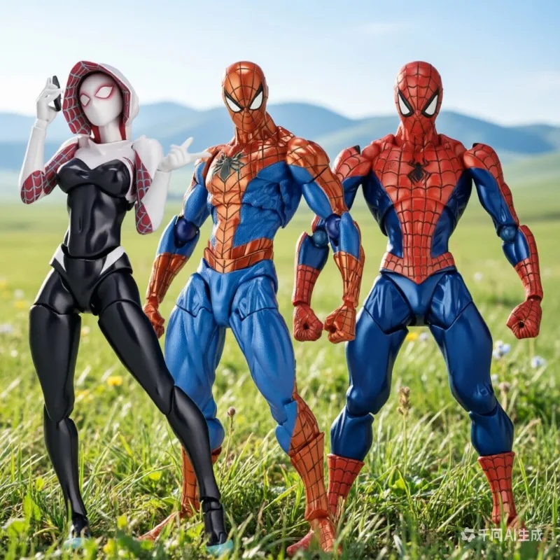 

Special Offer 100% Authentic In Stock Kaiyodo Amazing Yamaguchi Revoltech Spider-Man Version 2.0 and Spider-Gwen Ghost-Spider