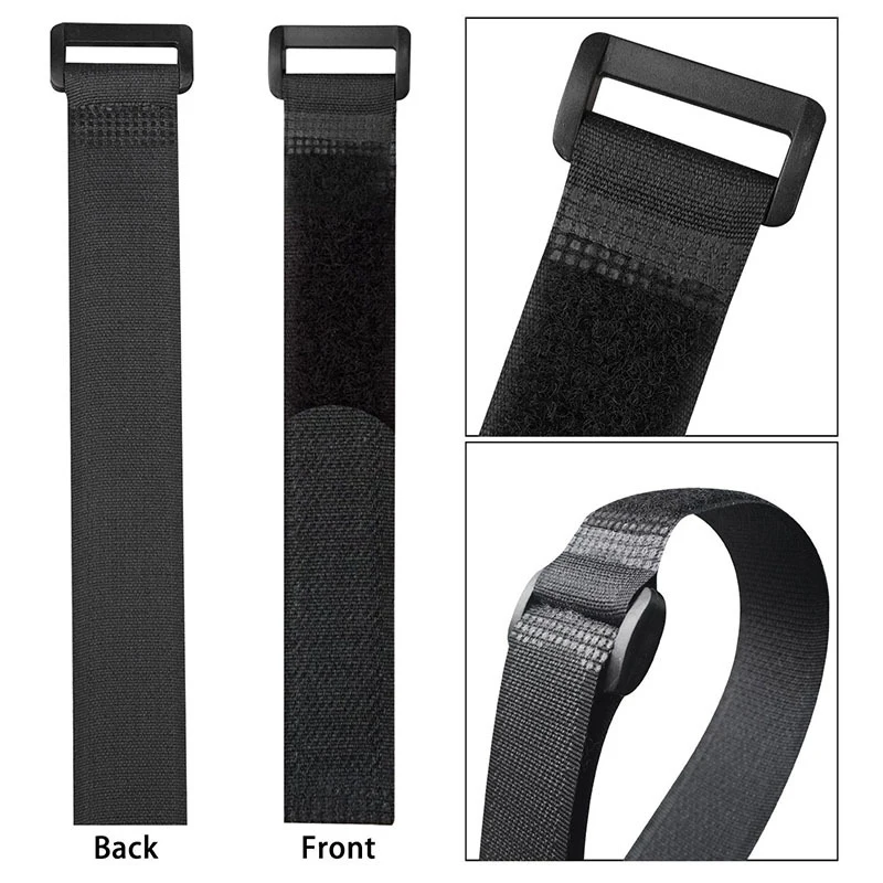 5pcs Nylon Reverse Buckle Magics Hook Loop Fastener Cable Ties Strap Sticky Line Finishing Black 2cm width