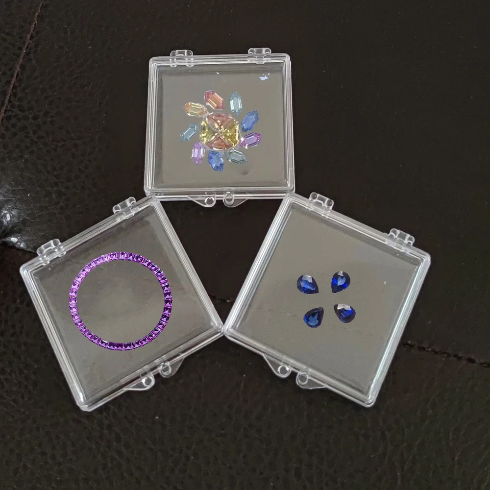 10 قطعة صندوق تخزين الأحجار الكريمة العائمة جوهرة عرض المنظم واضح لاصق فضفاض الماس حجر الزركون تشيكوسلوفاكيا صناديق تغليف المجوهرات