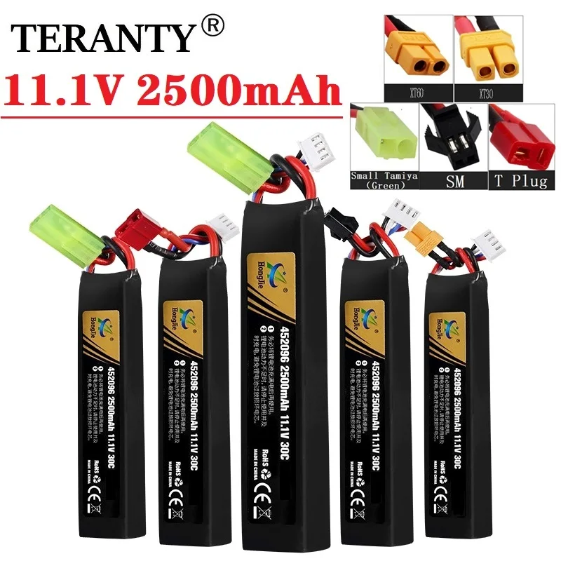 Water Gun Airsoft 11.1V 3S 2500mAh 30C 452096 LiPo battery T/Tamiya/XT30 Plug for Airsoft BB Air Pistol Electric Toys Guns Parts