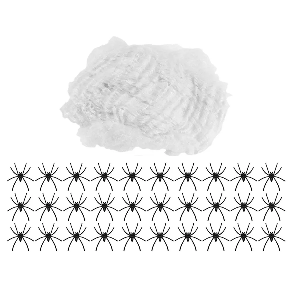 

1 set 1 Set Decoration Kit Halloween Spider Webs With Spiders For Party Yard Garden Roof Decorations Fake Spider Web Large Props